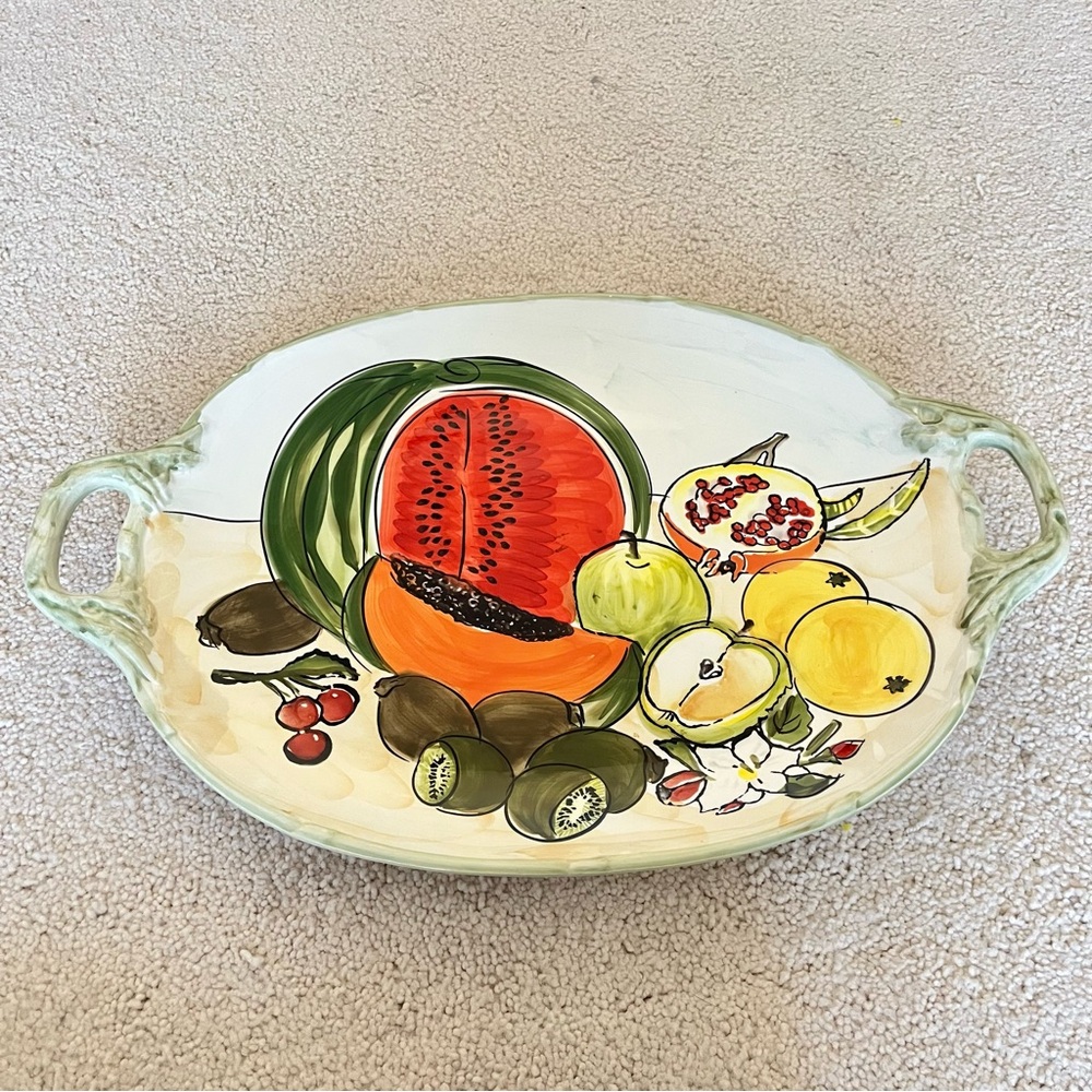 Vintage CWC Fruit Platter 26”x18” Ceramic Plate Made in Italy EUC‎